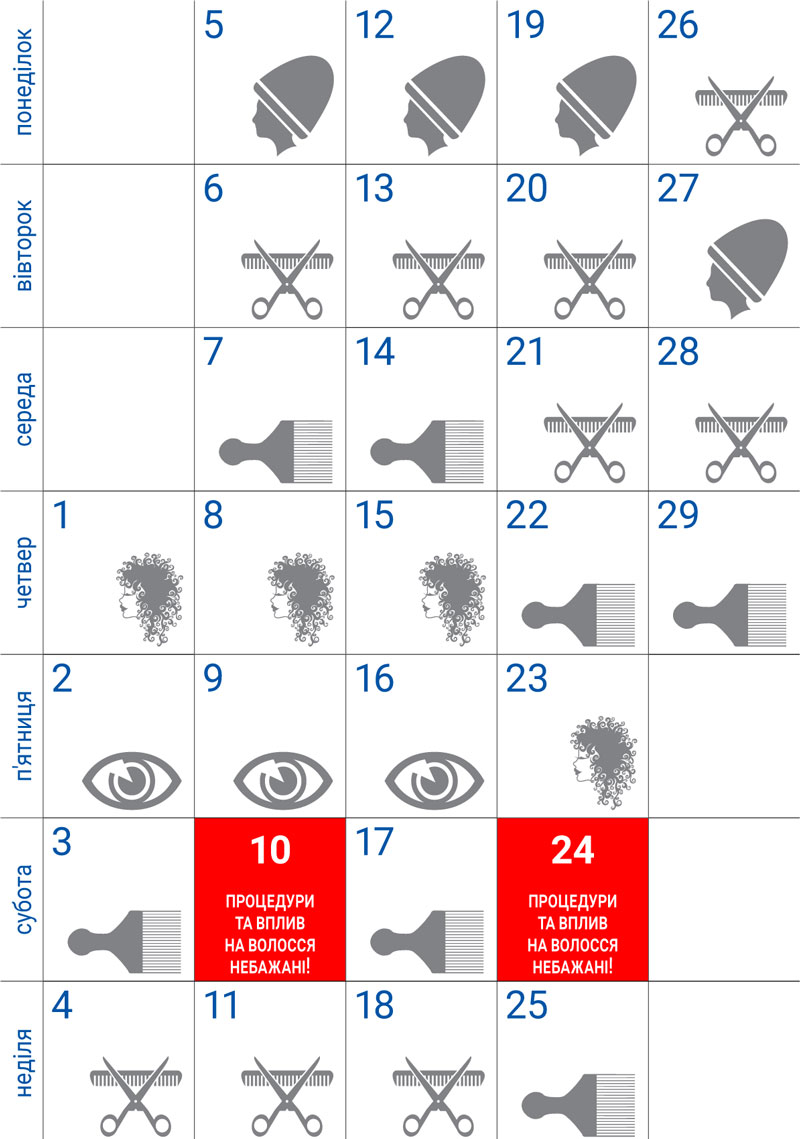 Календарь стрижек на январь 2024 года