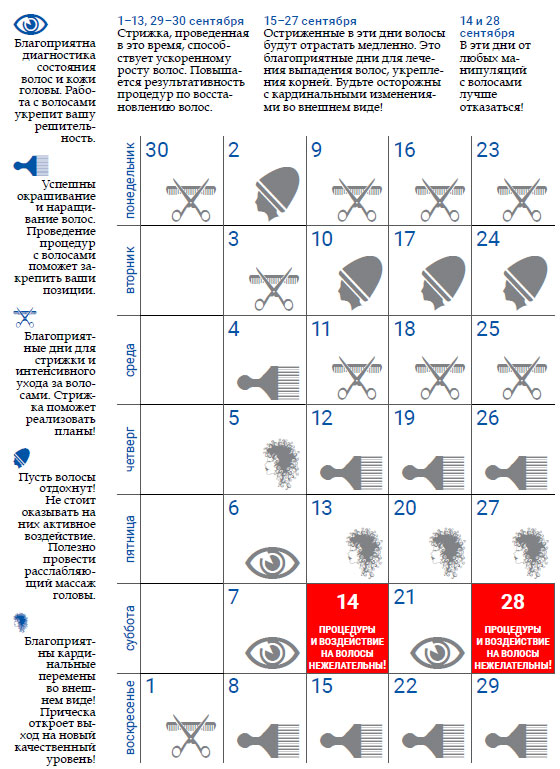 Лунный календарь стрижек на сентябрь 2017