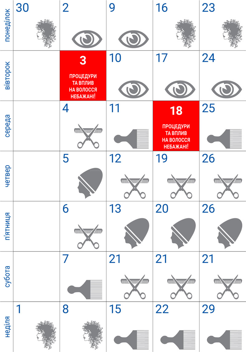 Календарь стрижек на август 2024 года