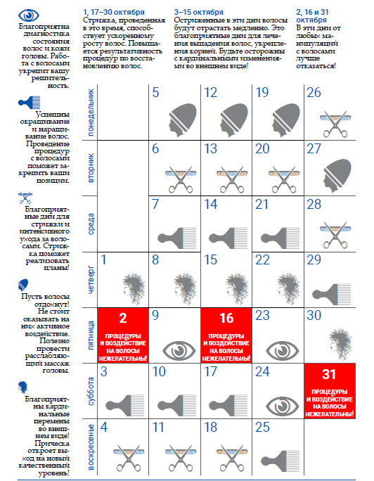 Календарь Стрижки Волос На Октябрь 2023 Года